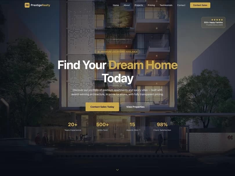 Estate webpage presentation